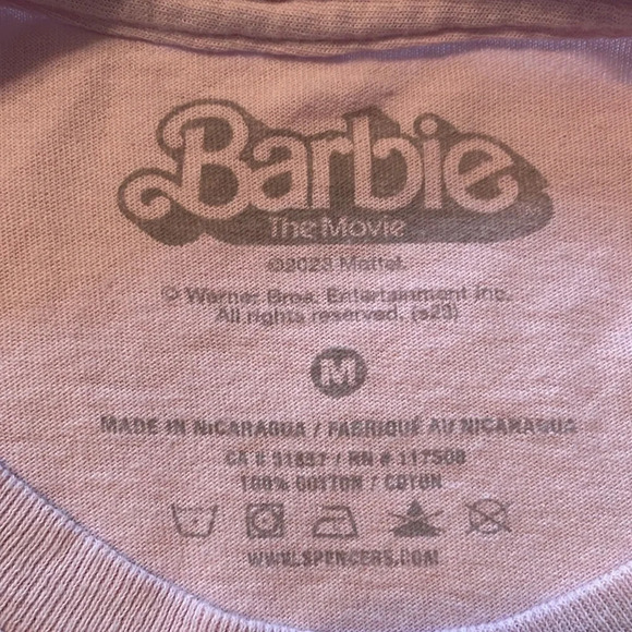 Barbie The Movie 100% Cotton Size Medium T-shirt Pink with Logo Short Sleeve - Picture 5 of 5